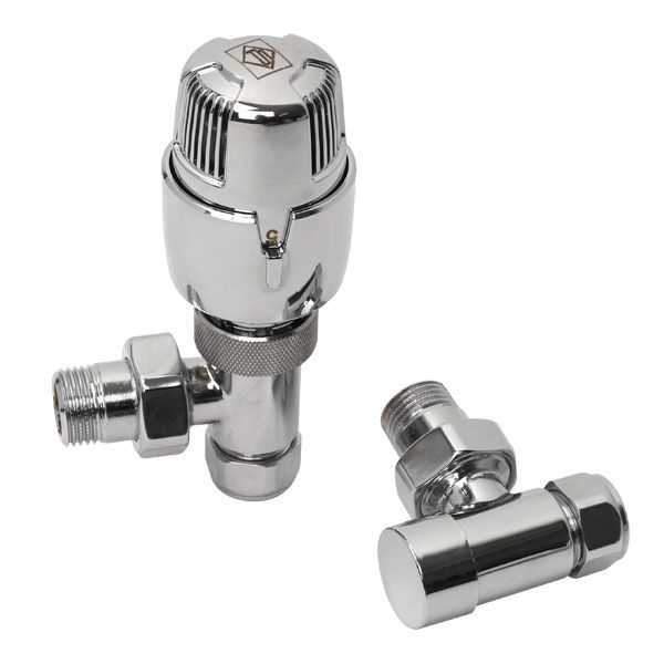 Rads 2 Rails Studio Chrome Angled Thermostatic Radiator Valves