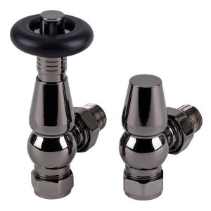 Rads 2 Rails Temple Black Nickel Angled Thermostatic Radiator Valves