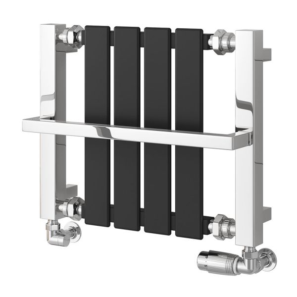 Reina Ashen Black and Chrome Traditional Designer Towel Rail 400 x 490mm