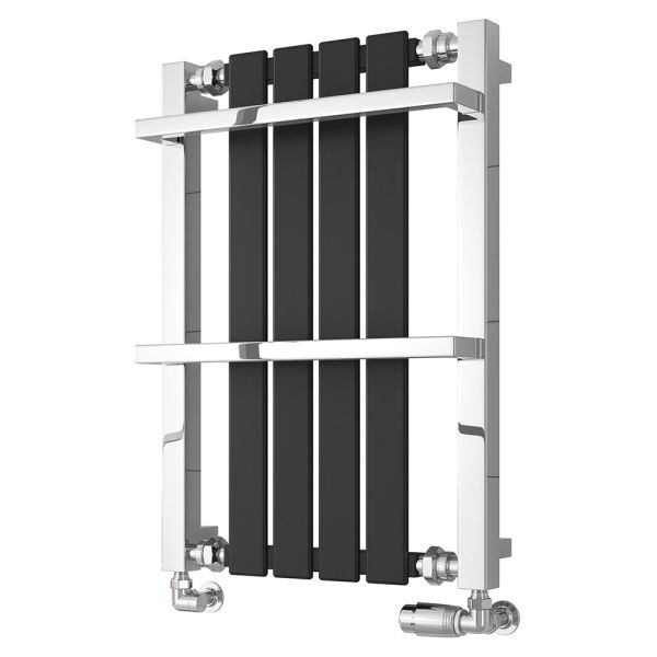 Reina Ashen Black and Chrome Traditional Designer Towel Rail 700 x 490mm