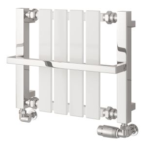 Reina Ashen White and Chrome Traditional Designer Towel Rail 400 x 490mm