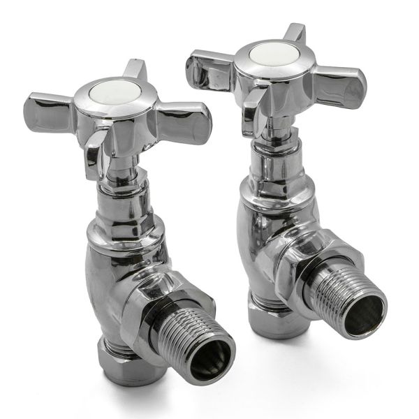 Reina Bronte Traditional Chrome Angled Manual Radiator Valves