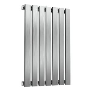 Reina Flox Brushed Stainless Steel Single Designer Radiator 600 x 413mm