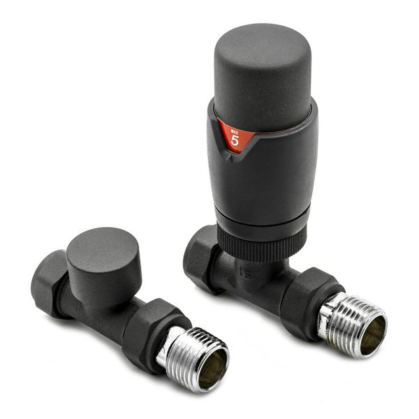 Reina Modal Anthracite Straight Thermostatic Radiator Valves