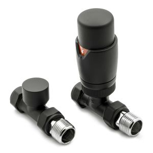 Reina Modal Black Straight Thermostatic Radiator Valves