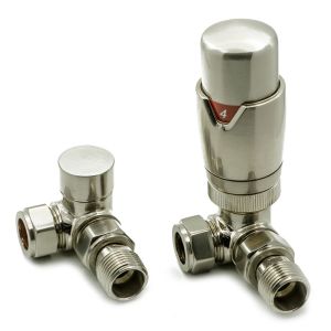 Reina Modal Brushed Chrome Corner Thermostatic Radiator Valves