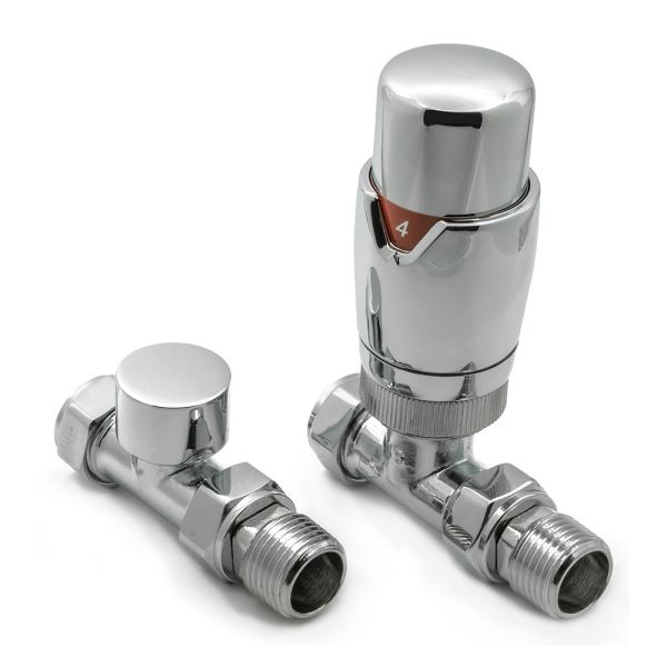 Reina Modal Chrome Straight Thermostatic Radiator Valves