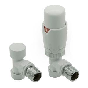 Reina Modal White Angled Thermostatic Radiator Valves