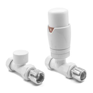 Reina Modal White Straight Thermostatic Radiator Valves