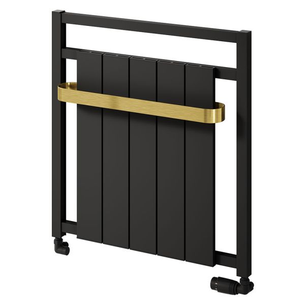 Reina Newbury Matt Black and Gold Designer Towel Rail 705 x 675mm