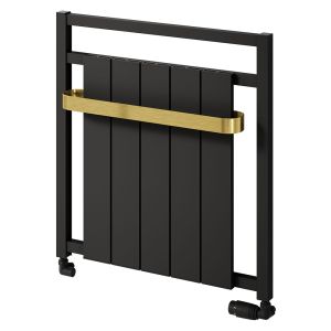 Reina Newbury Matt Black and Gold Designer Towel Rail 705 x 675mm