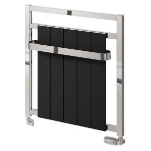 Reina Newbury Black and Chrome Designer Towel Rail 705 x 675mm