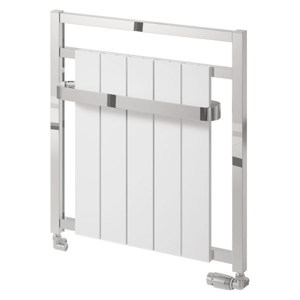 Reina Newbury White and Chrome Designer Towel Rail 705 x 675mm