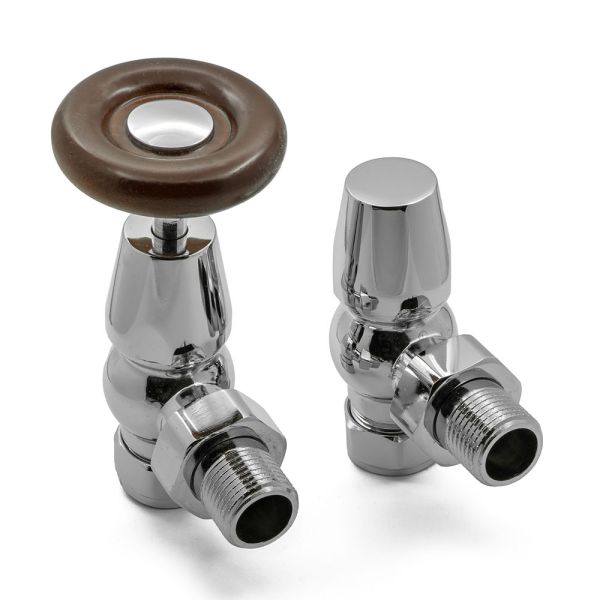 Reina Surrey Chrome Angled Manual Radiator Valves