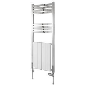 Reina York Chrome and White Designer Towel Rail 1200 x 485mm