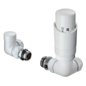 Terma Cylindrical 3 Axis White Corner Thermostatic Radiator Valves