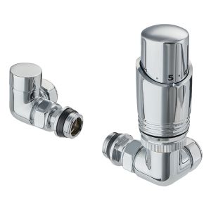 Terma Cylindrical 3 Axis Chrome Corner Thermostatic Radiator Valves