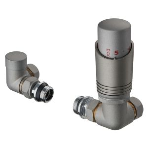 Terma Cylindrical 3 Axis Matt Grey Corner Thermostatic Radiator Valves