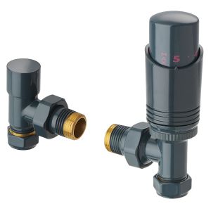 Terma Cylindrical Anthracite Angled Thermostatic Radiator Valves