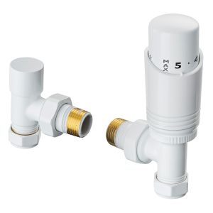 Terma Cylindrical White Angled Thermostatic Radiator Valves