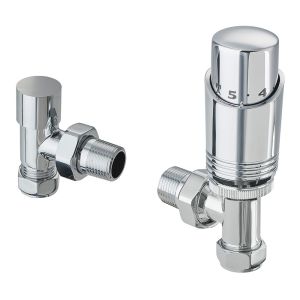 Terma Cylindrical Chrome Angled Thermostatic Radiator Valves