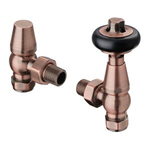 Terma Traditional Antique Copper Angled Thermostatic Radiator Valves