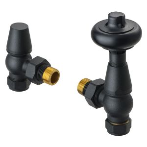 Terma Traditional Matt Black Angled Thermostatic Radiator Valves