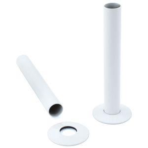 Terma White Pipe Covers with Sleeves and Bezels 130mm