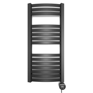 Terma Dexter Black Electric Curved Towel Rail with Veo Element 860 x 400mm