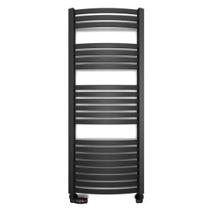 Terma Dexter Matt Black Curved Towel Rail 1220 x 500mm