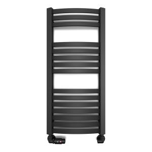 Terma Dexter Matt Black Curved Towel Rail 860 x 400mm