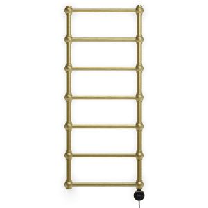 Terma Retro Brushed Brass Electric Towel Rail with Veo Element 1170 x 504mm