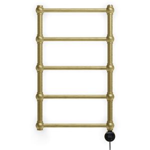 Terma Retro Brushed Brass Electric Towel Rail with Veo Element 800 x 504mm