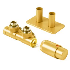 Terma Vario Hex Brass Angled 50mm H Block Thermostatic Radiator Valve Right Sided