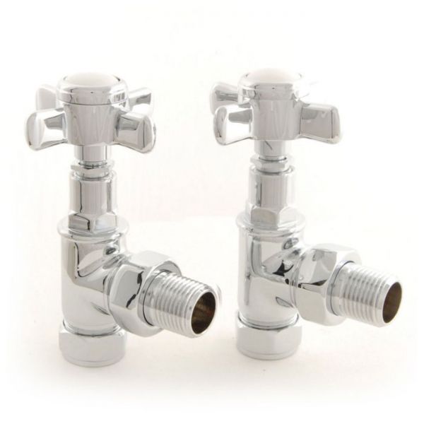 Towelrads Crosshead Chrome Angled Manual Radiator Valves