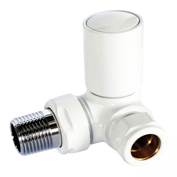 Towelrads Round White Corner Manual Radiator Valves