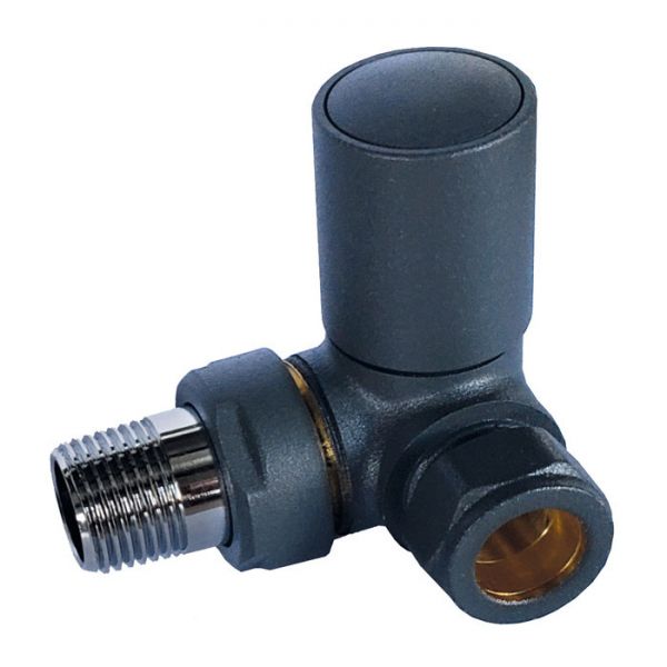 Towelrads Round Anthracite Corner Manual Radiator Valves