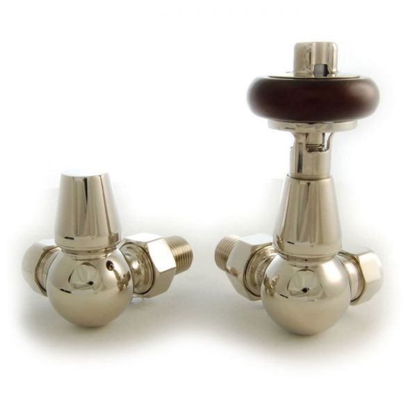 Towelrads Traditional Polished Nickel Corner Manual Radiator Valves