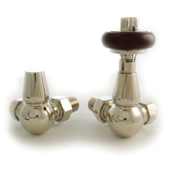 Towelrads Traditional Polished Nickel Corner Thermostatic Radiator Valves