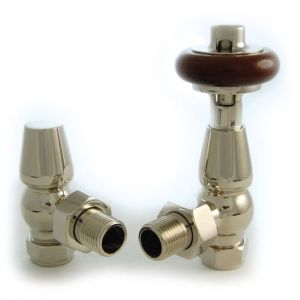 Towelrads Traditional Polished Nickel Angled Thermostatic Radiator Valves