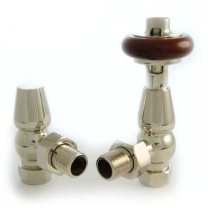 Towelrads Traditional Polished Nickel Angled Manual Radiator Valves