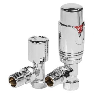 Towelrads Modern Chrome Angled Thermostatic Radiator Valves