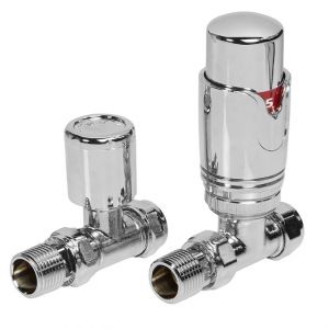 Towelrads Modern Chrome Straight Thermostatic Radiator Valves