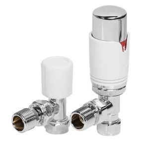 Towelrads Modern White Angled Thermostatic Radiator Valves