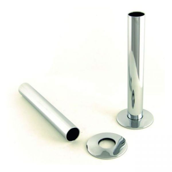 Towelrads Chrome Pipe Covers with Sleeves and Bezels 130mm