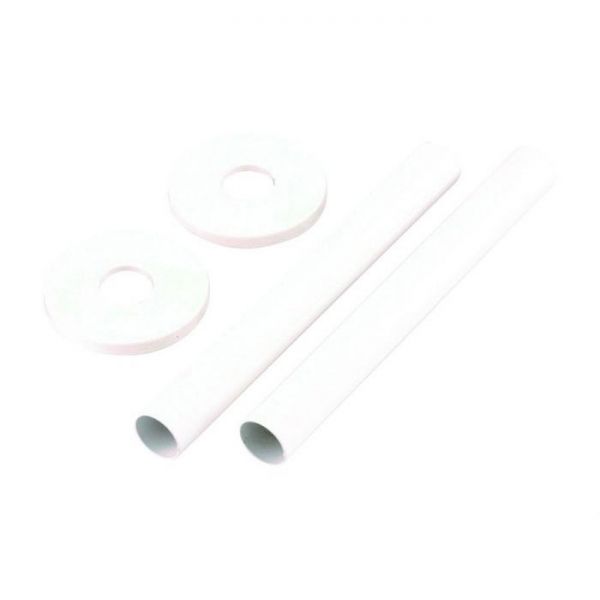 Towelrads White Pipe Covers with Sleeves and Bezels 130mm