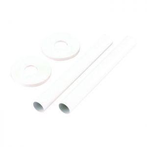 Towelrads White Pipe Covers with Sleeves and Bezels 130mm