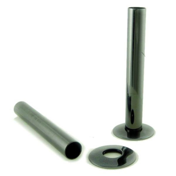 Towelrads Black Pipe Covers with Sleeves and Bezels 130mm