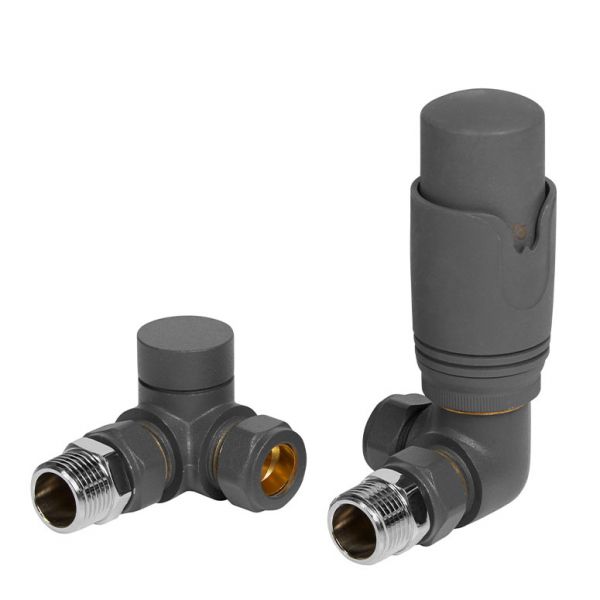 Towelrads Modern Anthracite Corner Thermostatic Radiator Valves