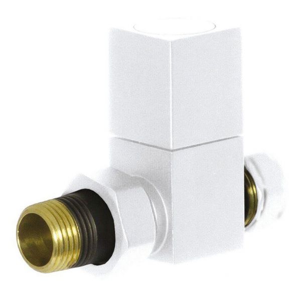 Towelrads Square White Straight Manual Radiator Valves